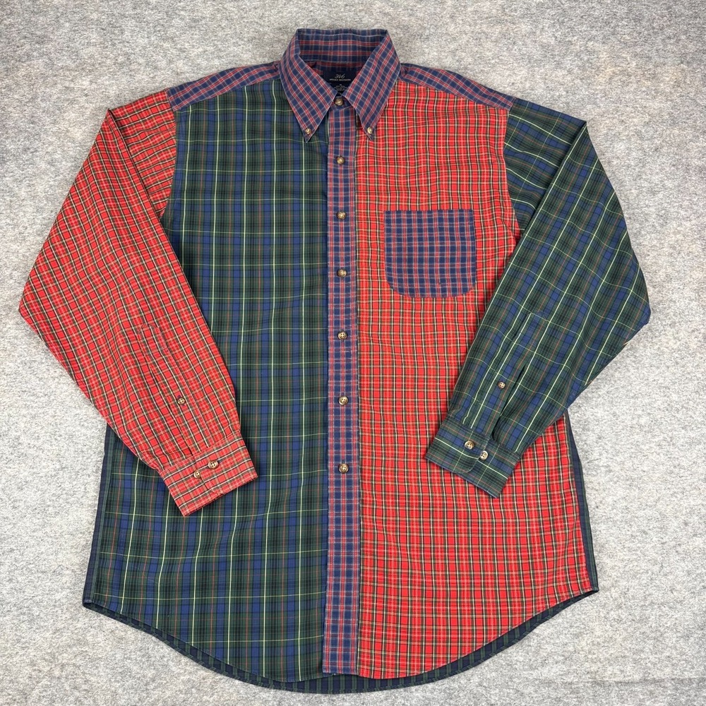 Brooks Brothers 346 Button Down Shirt Long Sleeve Plaid Cotton Mens Medium M